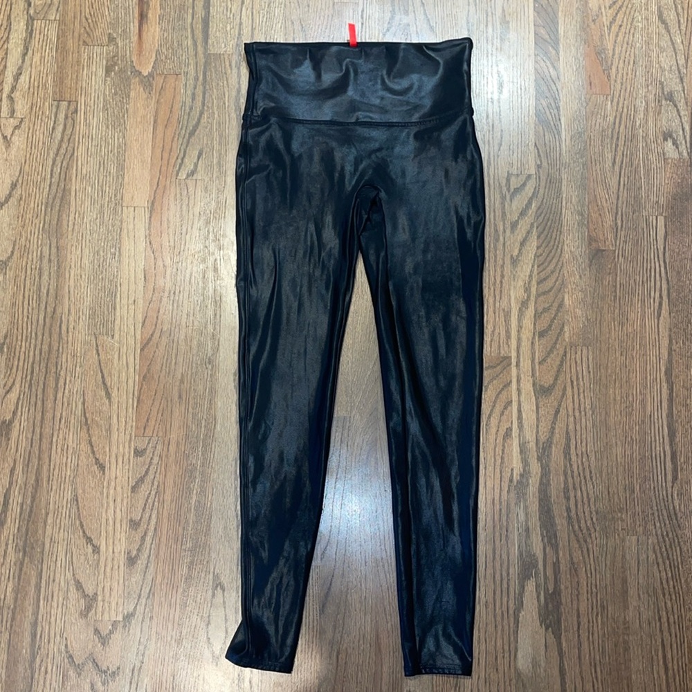 Black faux leather large leggings